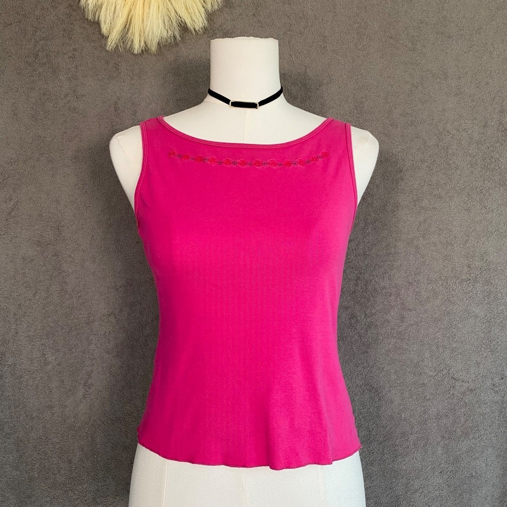 Vintage Arizona Jeans Womens Y2K Embroidered Top Size M Coquette Feminine Pink